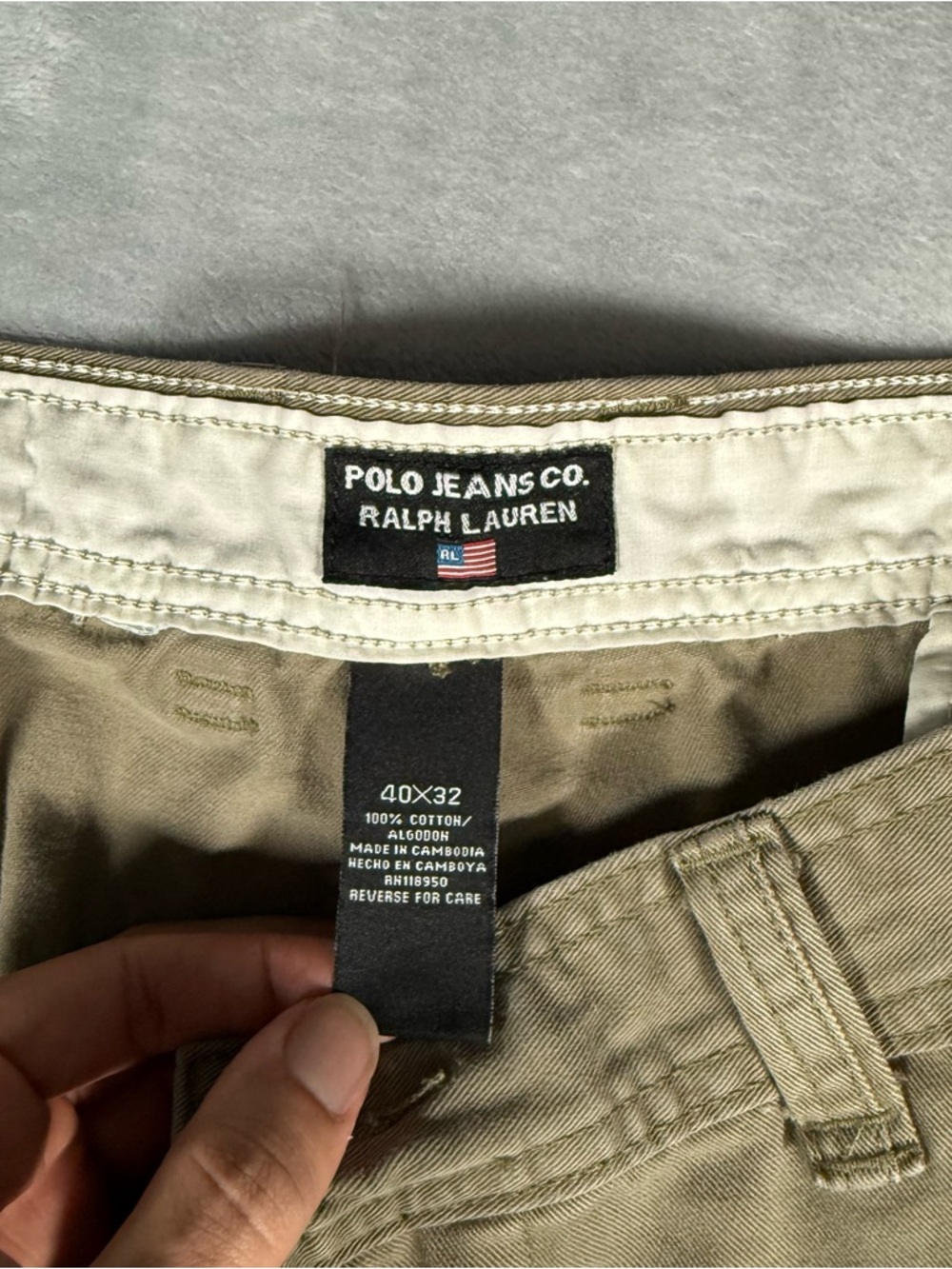 Vintage Polo Jeans Co Cargo Pants Mens 40x32 (Fits 39x30) Wide Leg Y2K Green - Picture 5 of 13